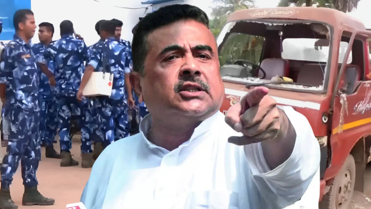 Violence in Bengal : দক্ষিণ ২৪ পরগনায় পুলিশের মাথায় ইট, আগুন গাড়িতে! লাল পতাকা না, সাদা পতাকা ওড়াতে বাধ্য পুলিশ?